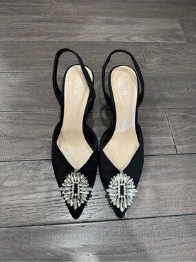 Zara Black Heels with Embellishment - Size 37